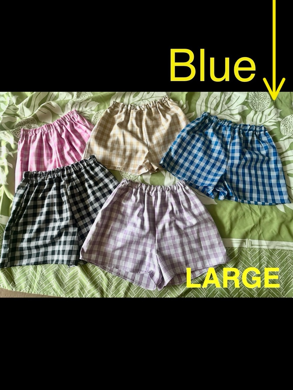Pakala Hawaiian Elastic Shorts- Size: Large Color: Blue